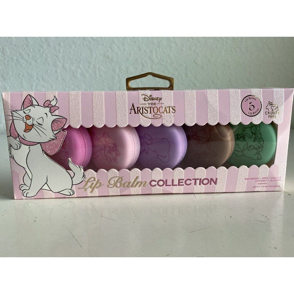 5 Pk Disney THE ARISTOCATS MARIE Scented Macaron Shaped Lip Balm Collection NEW